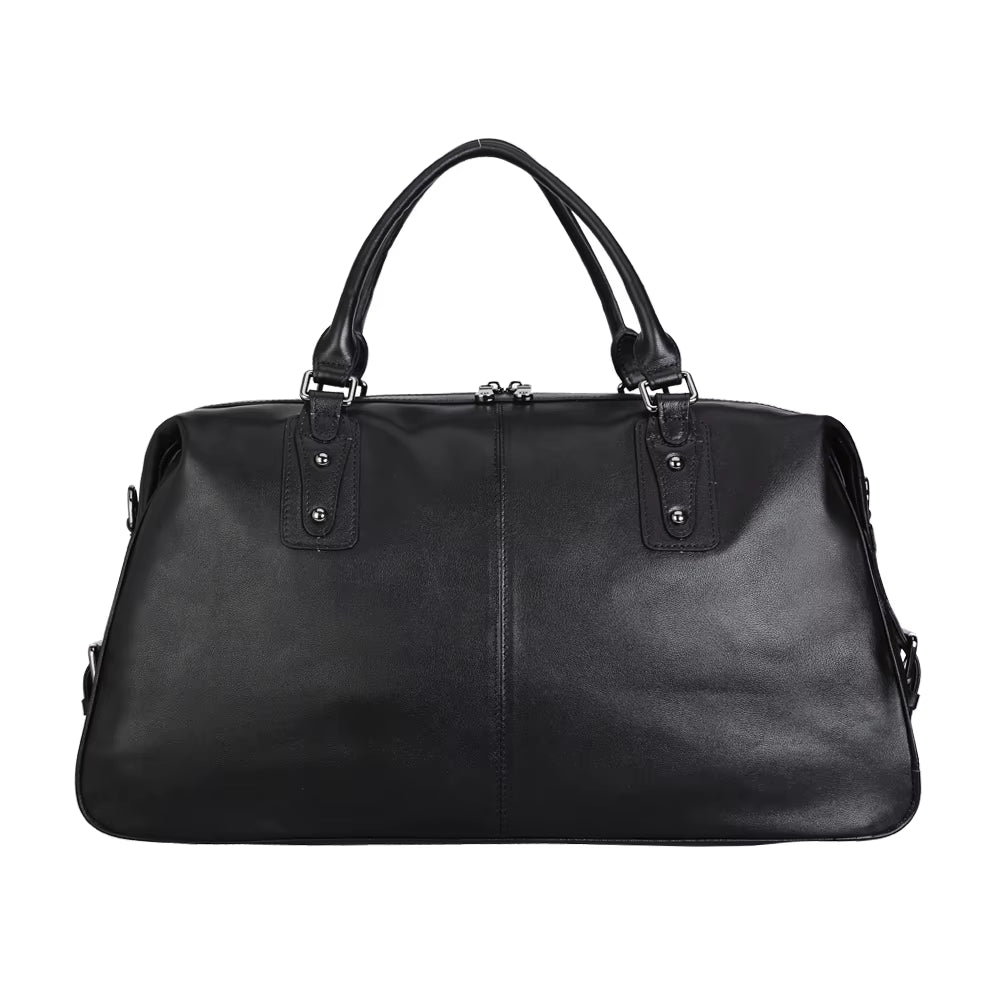 Crazy Horse Design Real Cow Leather Travel Duffel Vintage Retro Zipper Closure Weekender Bag for Men for Trips