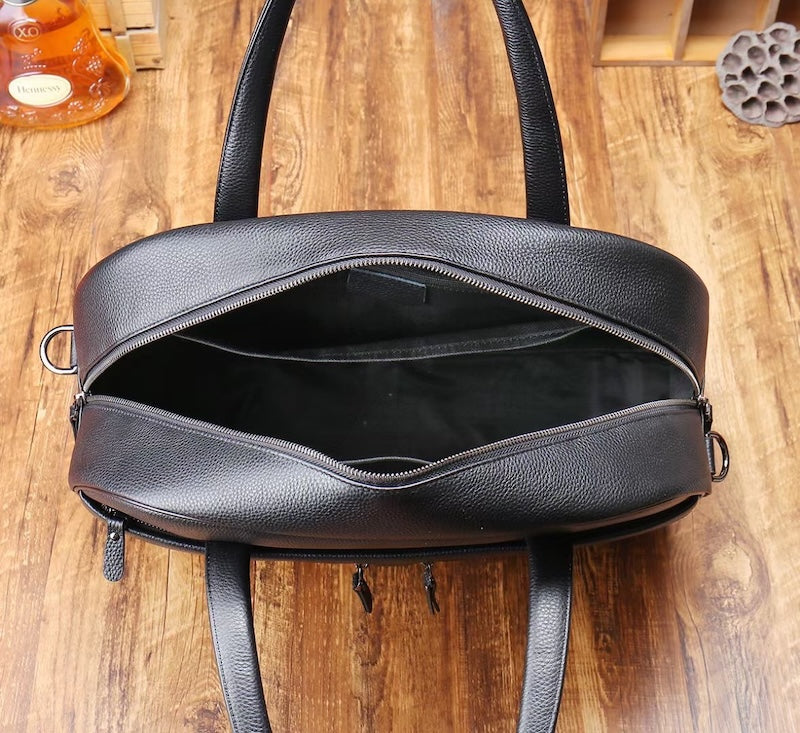 Hot Selling Handmade Genuine Pebble Leather Messenger Duffel Overnight Bag Laptop Briefcase Style Travel Bag