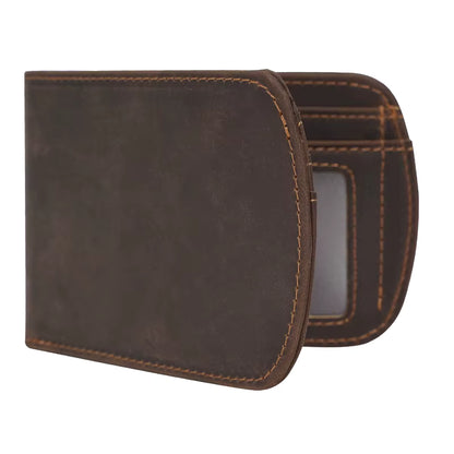 New Arrival Retro Full Grain Crazy Horse Leather Card Holder Wallet Money Clip Case Unisex Credit Card Leather Men Wallet