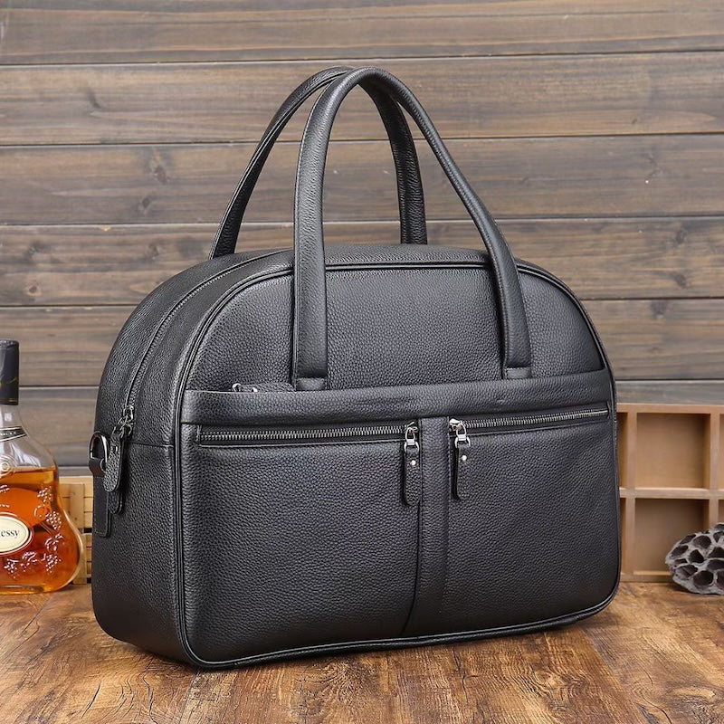 Hot Selling Handmade Genuine Pebble Leather Messenger Duffel Overnight Bag Laptop Briefcase Style Travel Bag