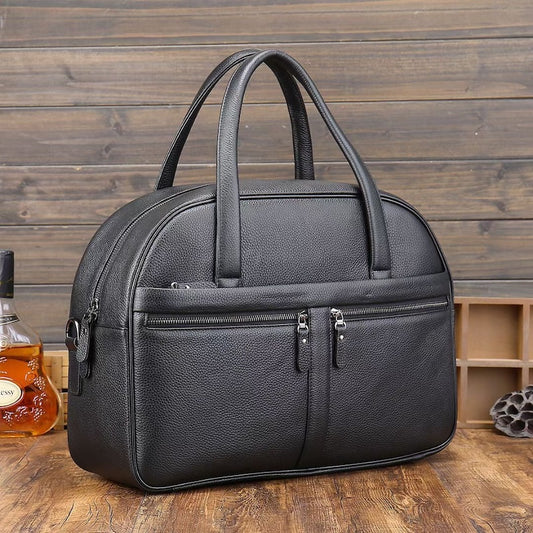 Hot Selling Handmade Genuine Pebble Leather Messenger Duffel Overnight Bag Laptop Briefcase Style Travel Bag