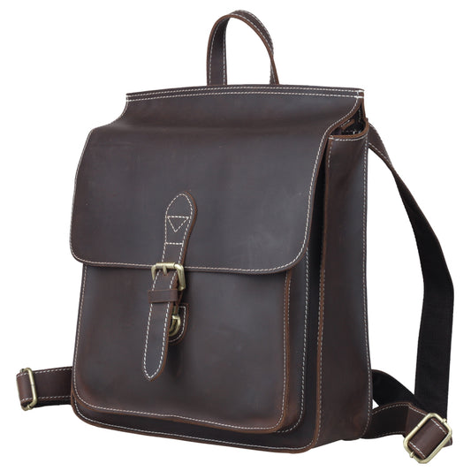 England Style Thick Crazy Horse Genuine Leather Outdoor Vintage Backpack Unisex Customizable Color