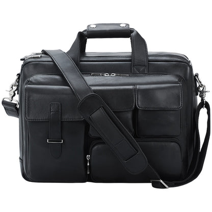 Large Capacity Black Full Grain Genuine Leather Men's Soft Briefcase Waterproof Laptop Bag for Work Dropshipping From Fac