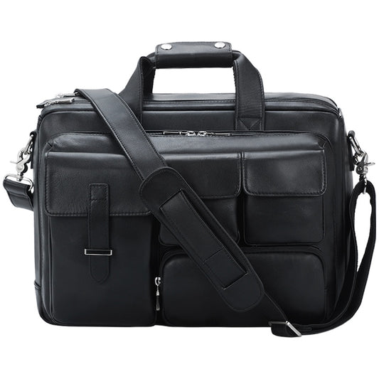Large Capacity Black Full Grain Genuine Leather Men's Soft Briefcase Waterproof Laptop Bag for Work Dropshipping From Fac