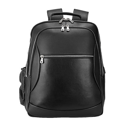 Large Capacity Waterproof Genuine Leather Laptop Backpack Zipper Air Cushion Belt for Men Vintage Fashion Travel Shoulder Bag