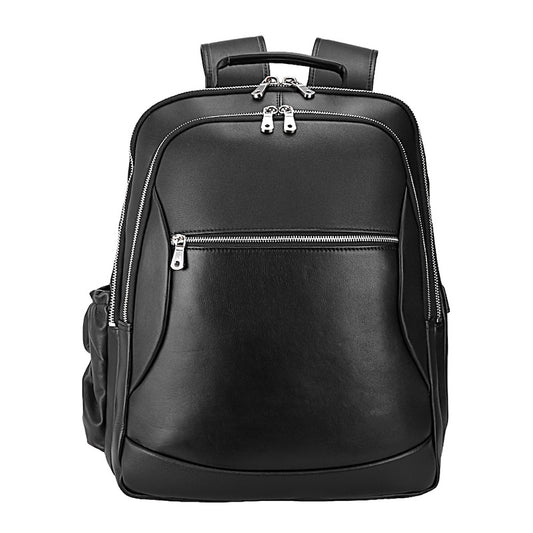 Large Capacity Waterproof Genuine Leather Laptop Backpack Zipper Air Cushion Belt for Men Vintage Fashion Travel Shoulder Bag