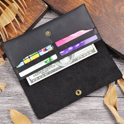 Handmade Simple Style Unisex Large Capacity Clutch Purse Top Grain Genuine Crazy Horse Leather Long Wallet Custom Pattern