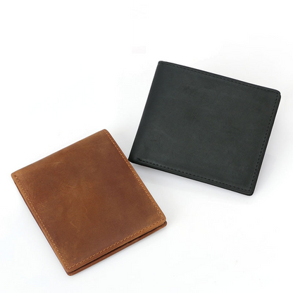 Hot Sale Design Mens Crazy Horse Real Cow Leather Short Men Cowhide Top Layer Genuine Cowhide Leather Wallet