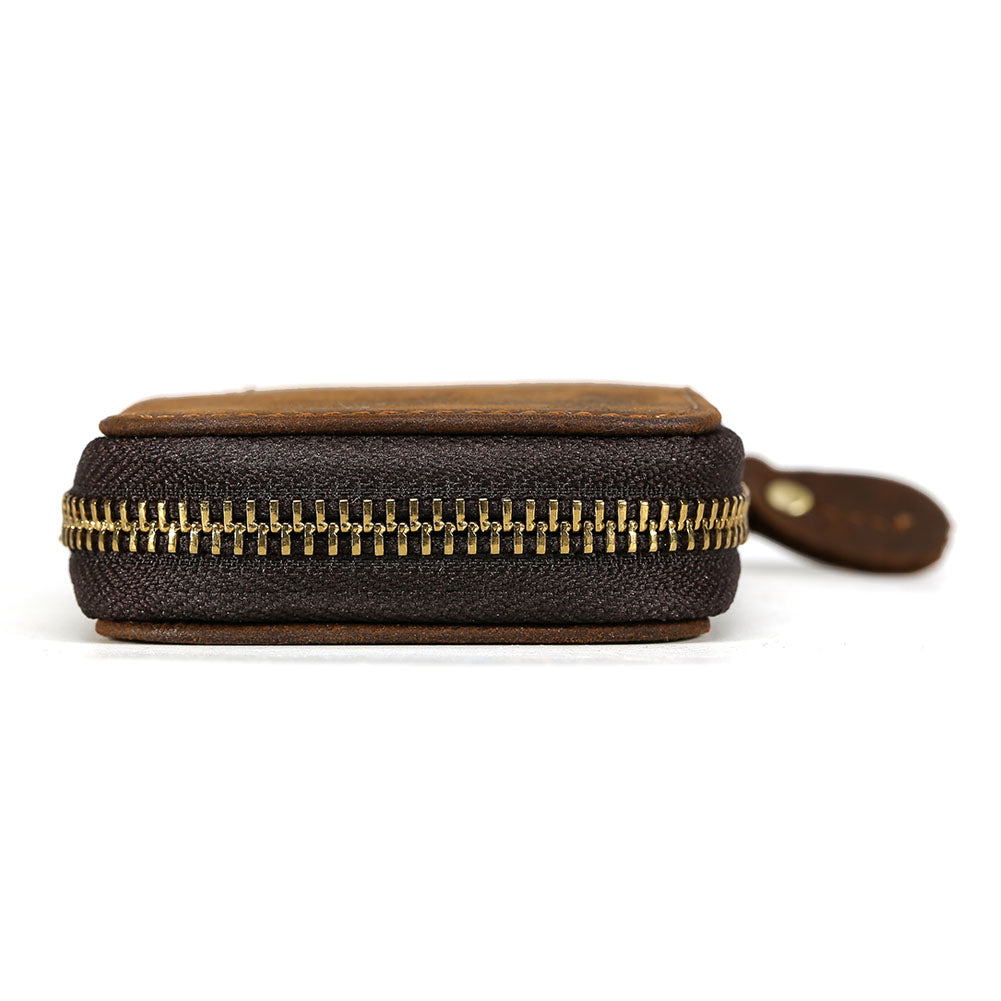 Genuine Cow Leather Car Key Holder Wallets Housekeeper Card Zipper Case Keys Organizer for Men