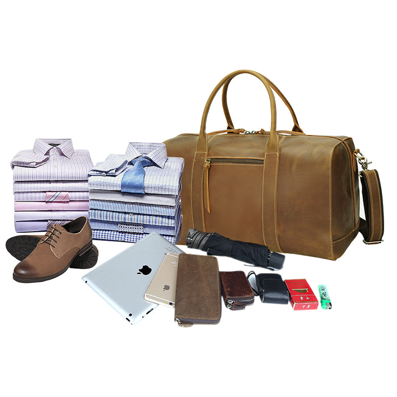 New Arrival Vintage Large Cow Skin Hide Top Layer Full Grain Genuine Leather Water Resistant Holdall Duffel Bag Zipper High