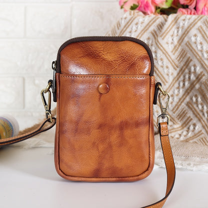 2026 New Design Small Full Grain Leather Crossbody Bags for Women Ladies Cell Phone Wallet Purse Shoulder Bag for Men
