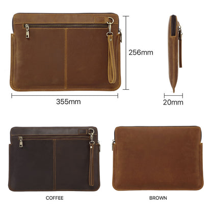Crazy Horse Leather Laptop Bag Genuine Top Layer Cowhide Full Grain Leather Clutch Bag for MacBook