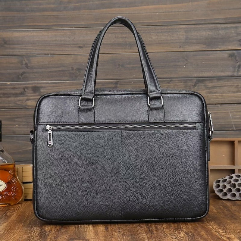 Factory Wholesale Price Business Office Bag Portfolio Handmade Genuine Pebble Leather Messenger Bag Laptop Briefcase Bag