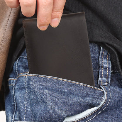 New Arrival Vintage Retro Style Mens Full Grain Leather Short Bifold Wallet Crazy Horse Cowhide Genuine Leather Wallet