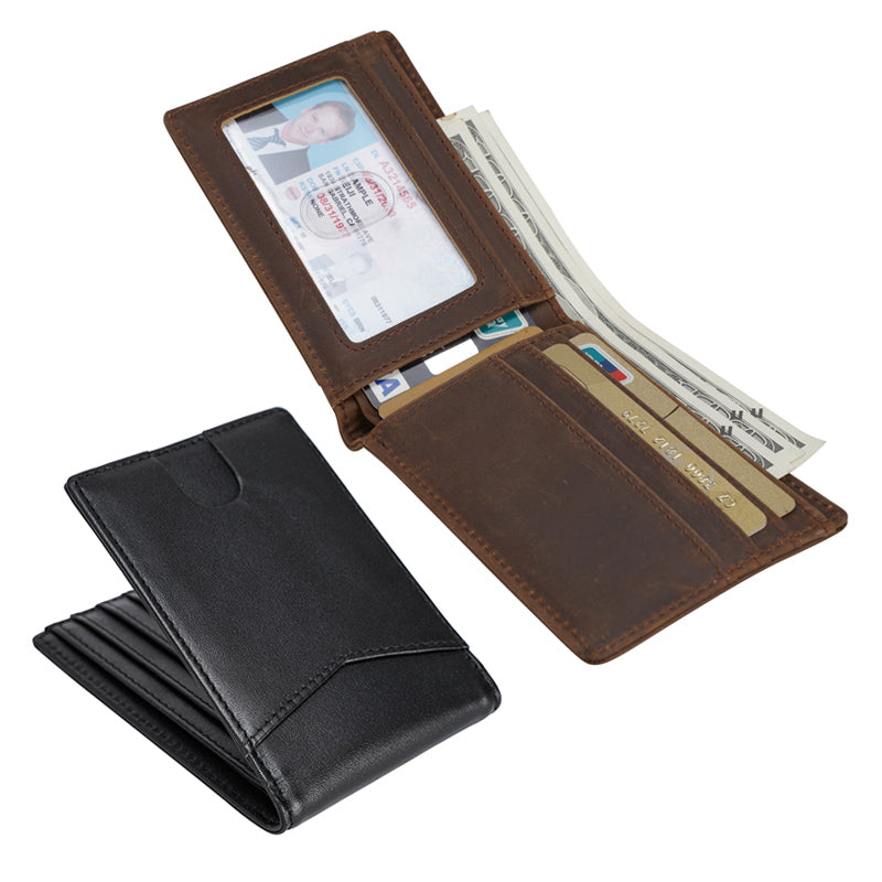 Vintage Design RFID Blocking Soft Top Grain Genuine Leather Bifold Wallet Real Leather Wallet for Man
