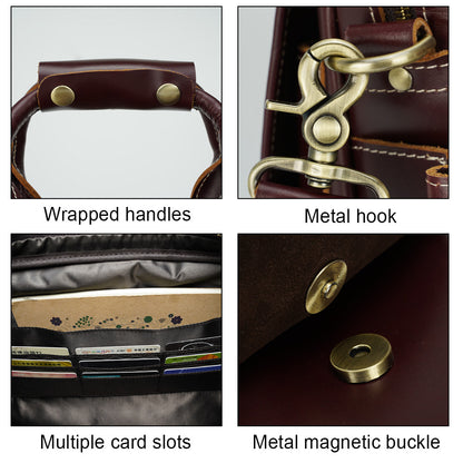 2026 New Design Luxury Women Genuine Leather Briefcase Laptop Bag Leather Messenger Bag for Men