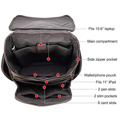 Hot Selling Real Cowhide Vintage Style Brown Best Quality Full Grain Men's Genuine Leather Laptop Backpack for Daily Use