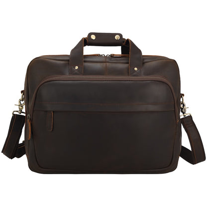 Factory Manufacture Vintage Soft Genuine Leather Men's Messenger Laptop Briefcase Bag Brown Business Use