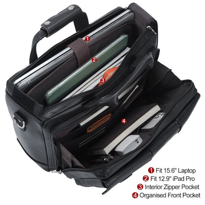 Large Capacity Black Full Grain Genuine Leather Men's Soft Briefcase Waterproof Laptop Bag for Work Dropshipping From Fac