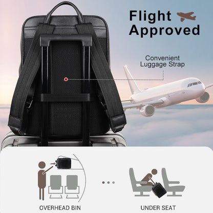 Man New Arrival Black Pebble Genuine Leather Fashion Business Laptop School Backpack Zipper Bag