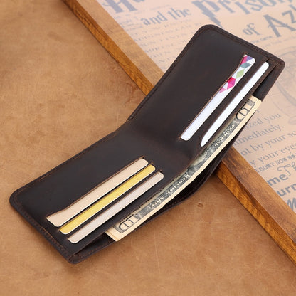 New Arrival Vintage Retro Style Mens Full Grain Leather Short Bifold Wallet Crazy Horse Cowhide Genuine Leather Wallet