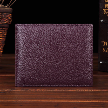 Lichee Pattern Pebble Leather Wallet RFID Blocking Real Leather Bifold Full Grain Leather Wallet for Men