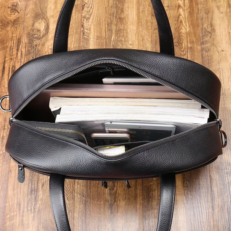 Hot Selling Handmade Genuine Pebble Leather Messenger Duffel Overnight Bag Laptop Briefcase Style Travel Bag