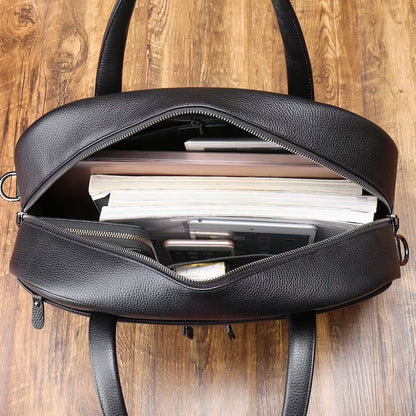 Hot Selling Handmade Genuine Pebble Leather Messenger Duffel Overnight Bag Laptop Briefcase Style Travel Bag