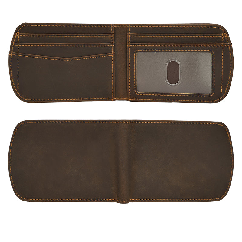 New Arrival Retro Full Grain Crazy Horse Leather Card Holder Wallet Money Clip Case Unisex Credit Card Leather Men Wallet