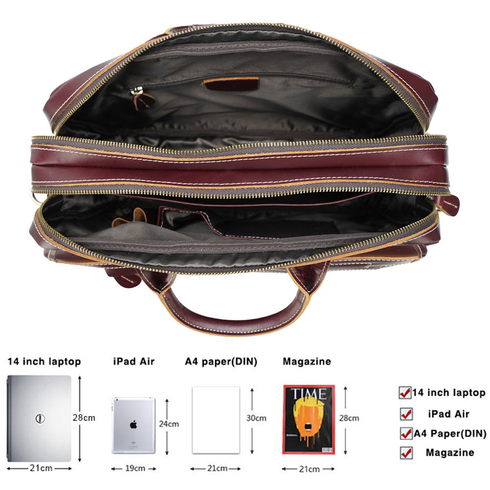 2026 New Design Luxury Women Genuine Leather Briefcase Laptop Bag Leather Messenger Bag for Men