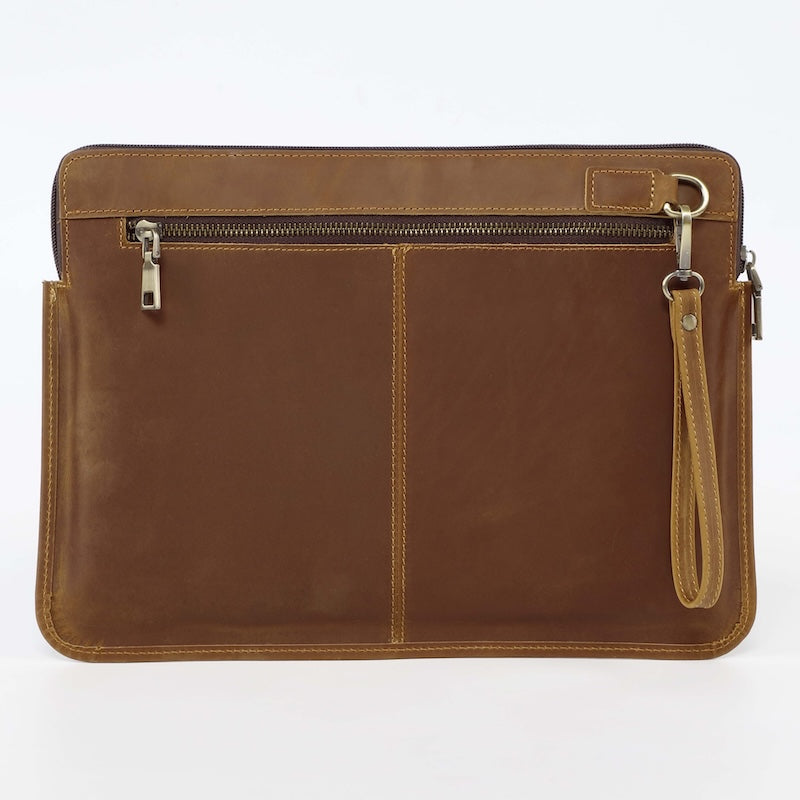 Crazy Horse Leather Laptop Bag Genuine Top Layer Cowhide Full Grain Leather Clutch Bag for MacBook