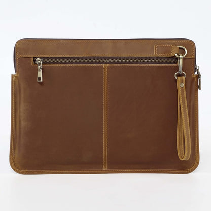 Crazy Horse Leather Laptop Bag Genuine Top Layer Cowhide Full Grain Leather Clutch Bag for MacBook