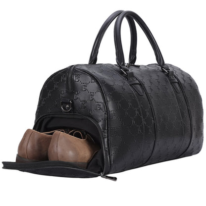 Black Mens Overnight Soft Leather Business Duffel Weekender Bag Genuine Leather Travel Bags