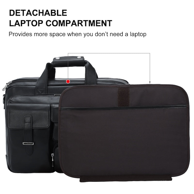 Large Capacity Black Full Grain Genuine Leather Men's Soft Briefcase Waterproof Laptop Bag for Work Dropshipping From Fac