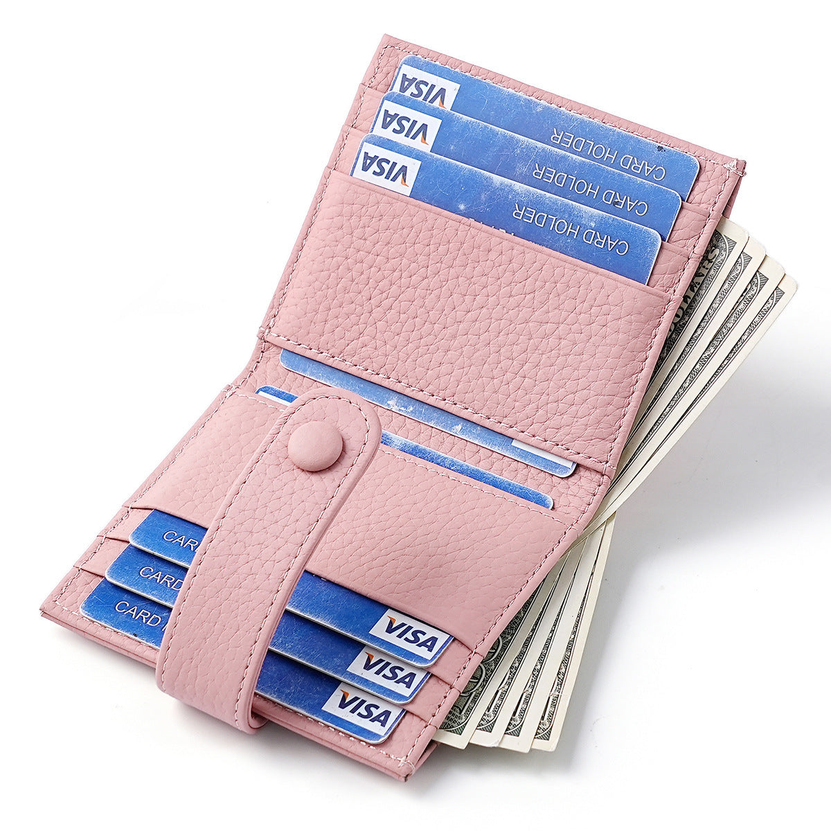 Lychee Leather Wallet for Women Cardholder Cowhide Wallet Cute Lady Real Genuine Leather Short Zipper Purse Wallet for Famale