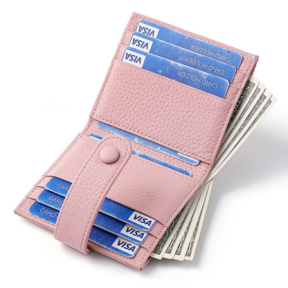 Lychee Leather Wallet for Women Cardholder Cowhide Wallet Cute Lady Real Genuine Leather Short Zipper Purse Wallet for Famale