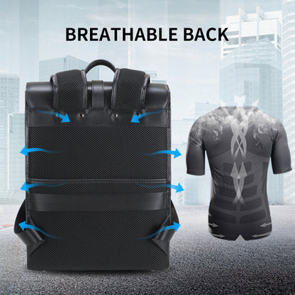 England British Style BlackGenuine Leather School Bag for Student Full Grain Leather Laptop Backpack Bag for Business