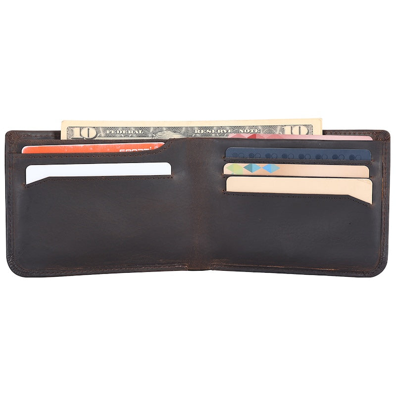 New Arrival Vintage Retro Style Mens Full Grain Leather Short Bifold Wallet Crazy Horse Cowhide Genuine Leather Wallet