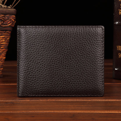 Lichee Pattern Pebble Leather Wallet RFID Blocking Real Leather Bifold Full Grain Leather Wallet for Men