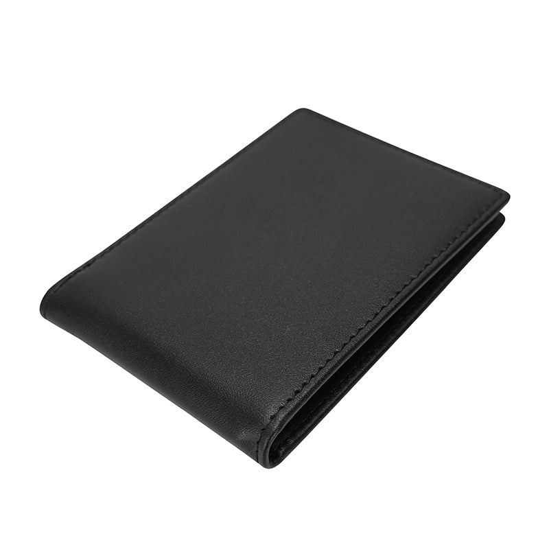 RFID Blocking Black Genuine Leather Money Clip Wallet With Clip Black Real Cow Leather Soft Card Wallet