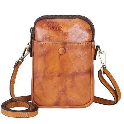 2026 New Design Small Full Grain Leather Crossbody Bags for Women Ladies Cell Phone Wallet Purse Shoulder Bag for Men