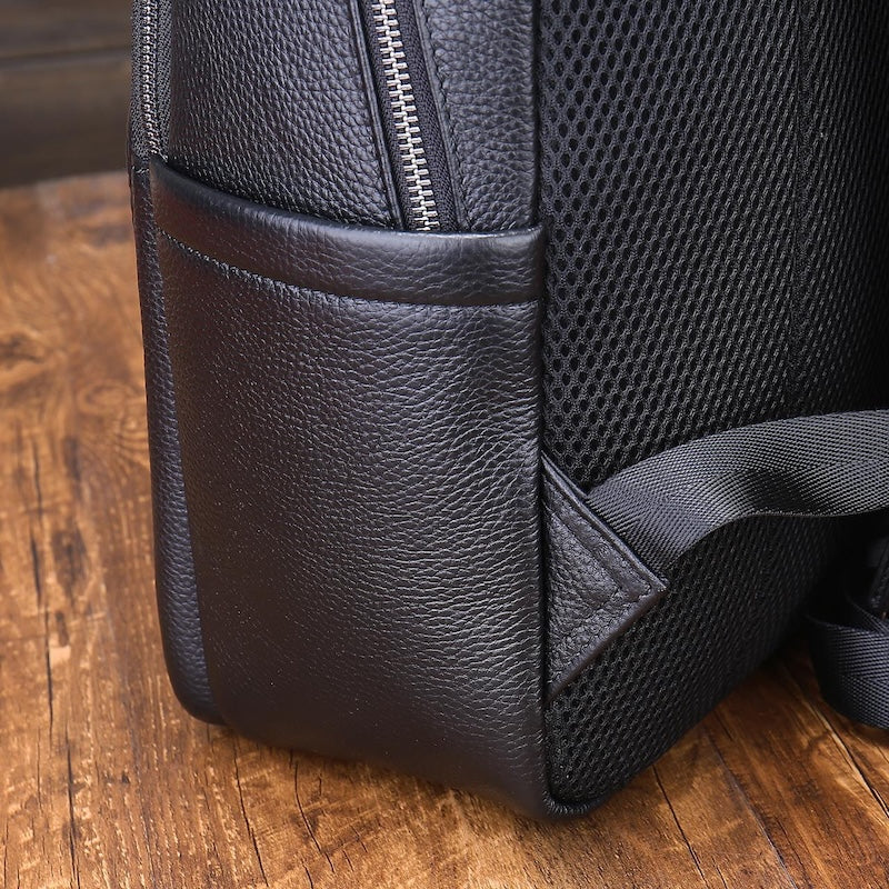 Black Men's Genuine Leather Fashion alligator crocodile Print Laptop School Backpack Zipper