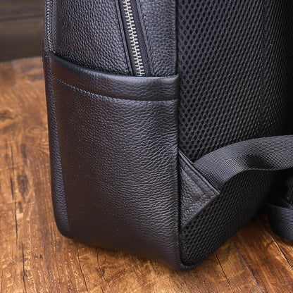 Black Men's Genuine Leather Fashion alligator crocodile Print Laptop School Backpack Zipper