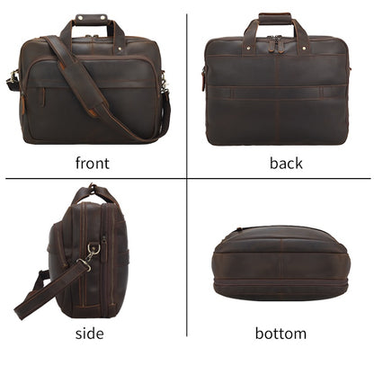 Factory Manufacture Vintage Soft Genuine Leather Men's Messenger Laptop Briefcase Bag Brown Business Use