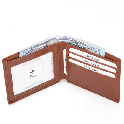 Hot Sale Design Mens Crazy Horse Real Cow Leather Short Men Cowhide Top Layer Genuine Cowhide Leather Wallet