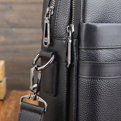Factory Wholesale Price Business Office Bag Portfolio Handmade Genuine Pebble Leather Messenger Bag Laptop Briefcase Bag