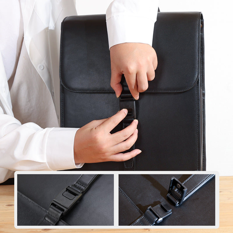 England British Style BlackGenuine Leather School Bag for Student Full Grain Leather Laptop Backpack Bag for Business