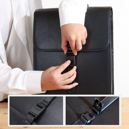 England British Style BlackGenuine Leather School Bag for Student Full Grain Leather Laptop Backpack Bag for Business