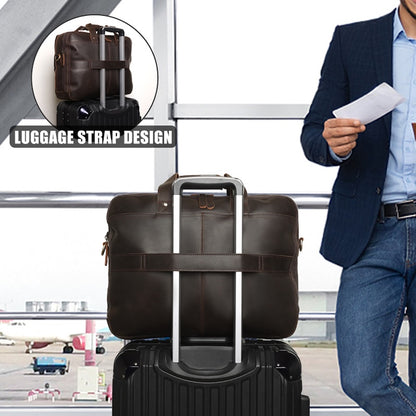 Factory Manufacture Vintage Soft Genuine Leather Men's Messenger Laptop Briefcase Bag Brown Business Use
