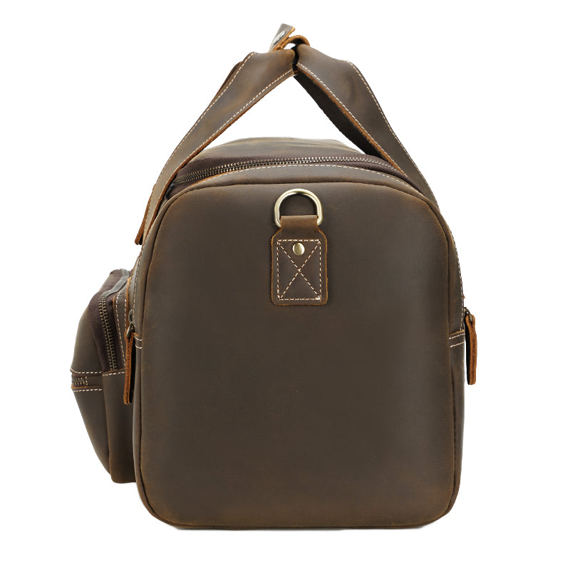 Full Grain Leather Vintage Retro Large Capacity Duffle Weekender Overnight Travel Duffel Bag for